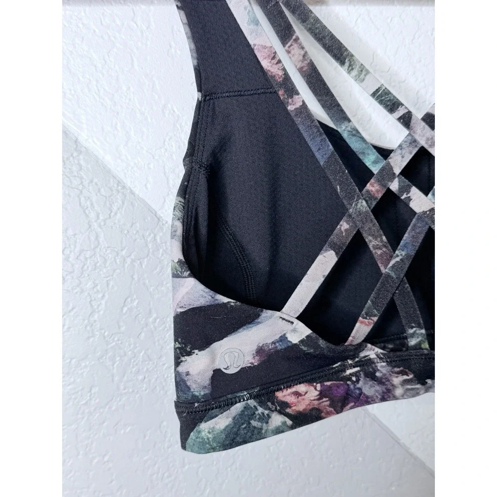 Lululemon Free To Be Serene Sports Bra Glacier Camo Starlight Printed Strappy 4